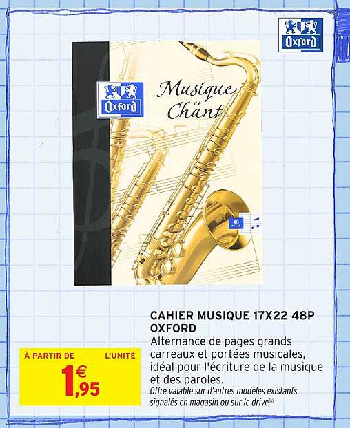 CAHIER MUSIQUE 17X22 48P OXFORD