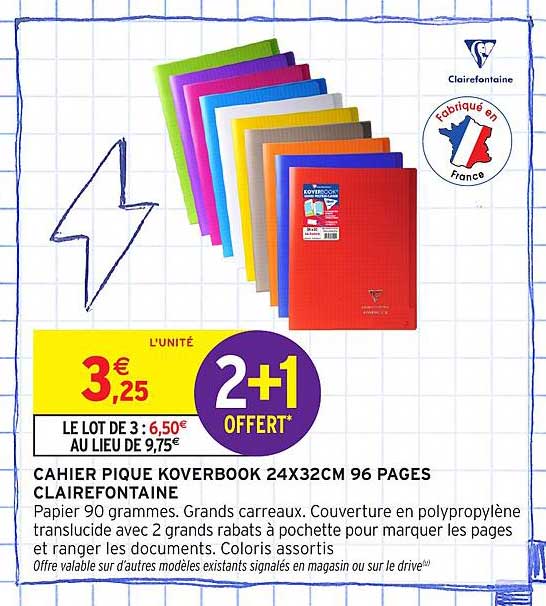 CAHIER PIQUE KOVERBOOK 24X32CM 96 PAGES CLAIREFONTAINE
