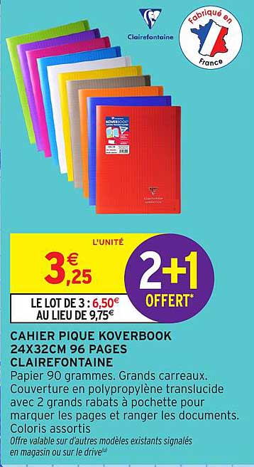 CAHIER PIQUE KOVERBOOK 24X32CM 96 PAGES CLAIREFONTAINE