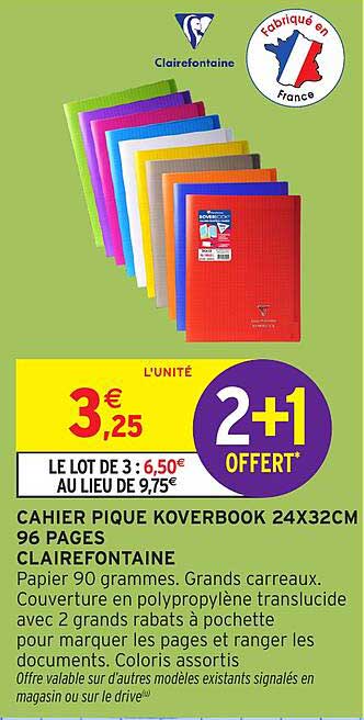 CAHIER PIQUE KOVERBOOK 24X32CM 96 PAGES CLAIREFONTAINE