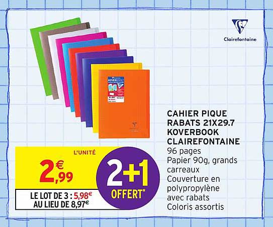 CAHIER PIQUE RABATS 21X29.7 KOVERBOOK CLAIREFONTAINE