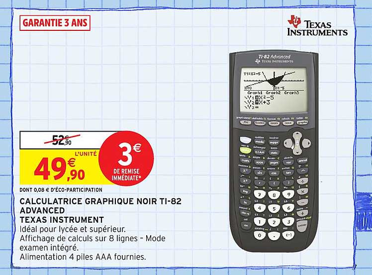 CALCULATRICE GRAPHIQUE NOIR TI-82 ADVANCED