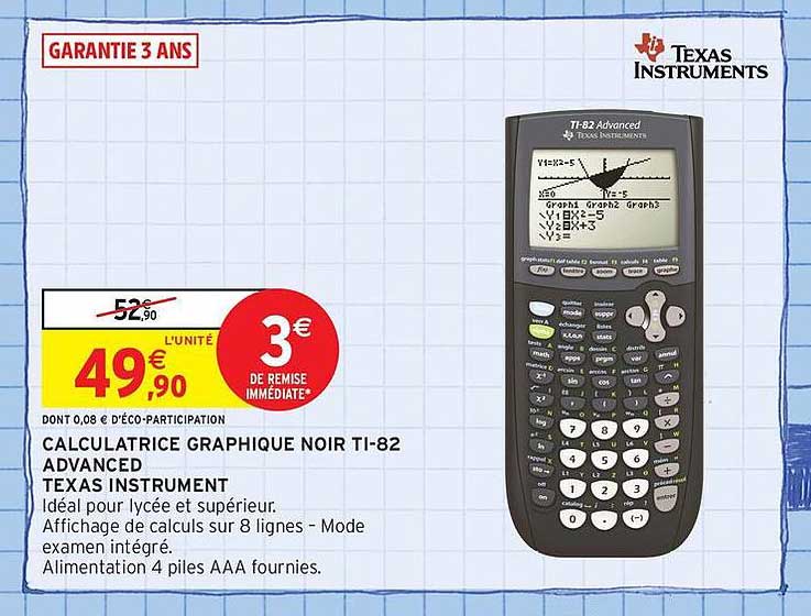 CALCULATRICE GRAPHIQUE NOIR TI-82 ADVANCED TEXAS INSTRUMENT