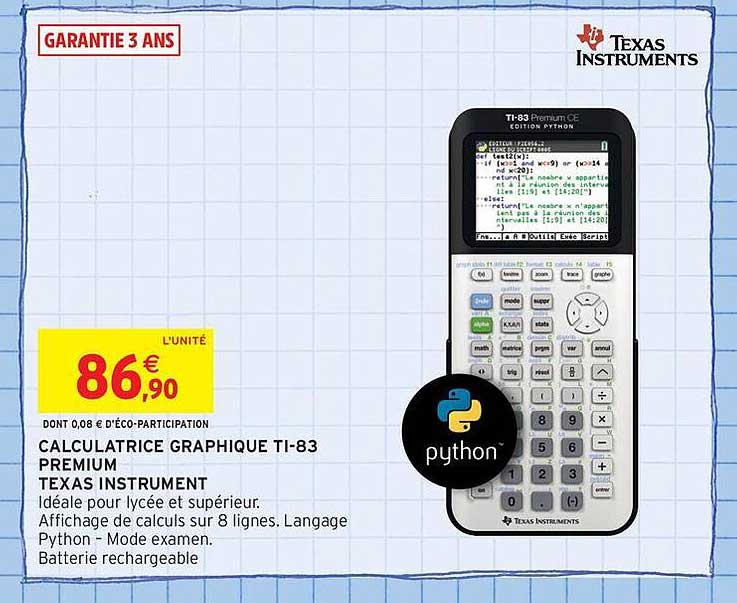CALCULATRICE GRAPHIQUE TI-83 PREMIUM