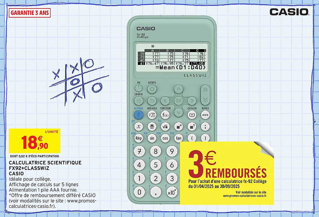 CALCULATRICE SCIENTIFIQUE FX92+CLASSWIZ CASIO