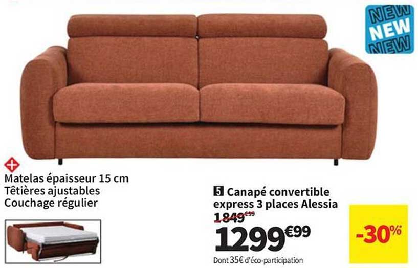 Canapé convertible express 3 places Alessia