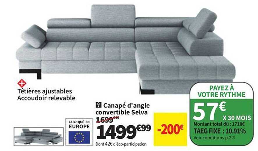 Canapé d'angle convertible Selva