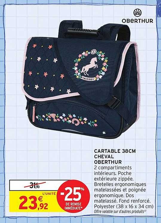 CARTABLE 38CM CHEVAL OBERTHUR