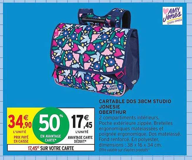 CARTABLE DOS 38CM STUDIO JONESIE OBERTHUR