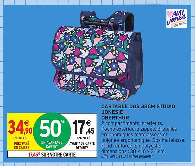 CARTABLE DOS 38CM STUDIO JONESIE OBERTHUR