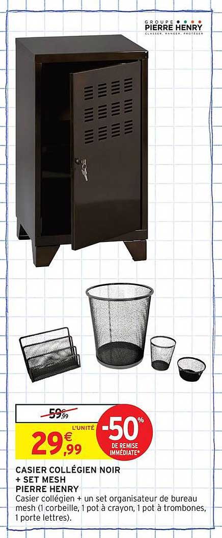 CASIER COLLÉGIEN NOIR + SET MESH PIERRE HENRY
