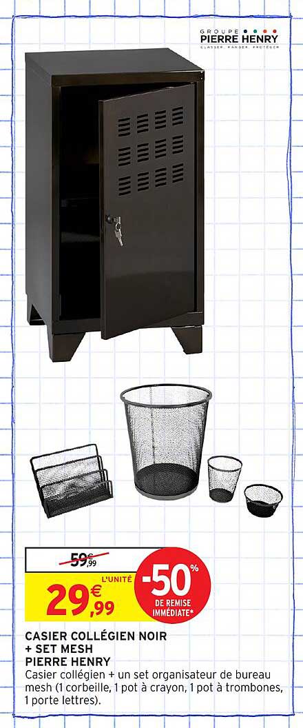 CASIER COLLÉGIEN NOIR + SET MESH PIERRE HENRY
