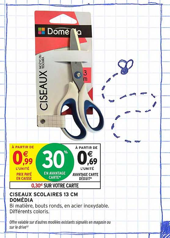 CISEAUX SCOLAIRES 13 CM DOMÉDIA