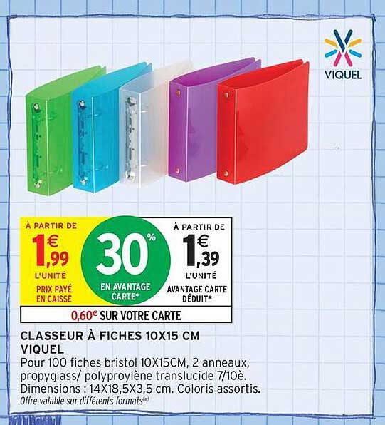 CLASSEUR À FICHES 10X15 CM VIQUEL