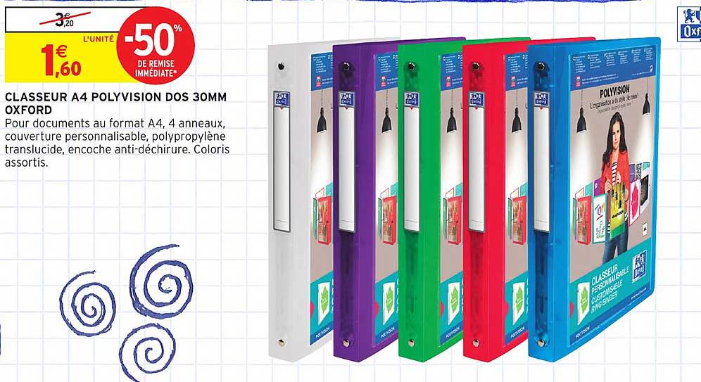 CLASSEUR A4 POLYVISION DOS 30MM OXFORD