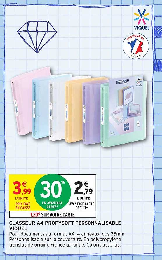 CLASSEUR A4 PROPYSOFT PERSONNALISABLE VIQUEL