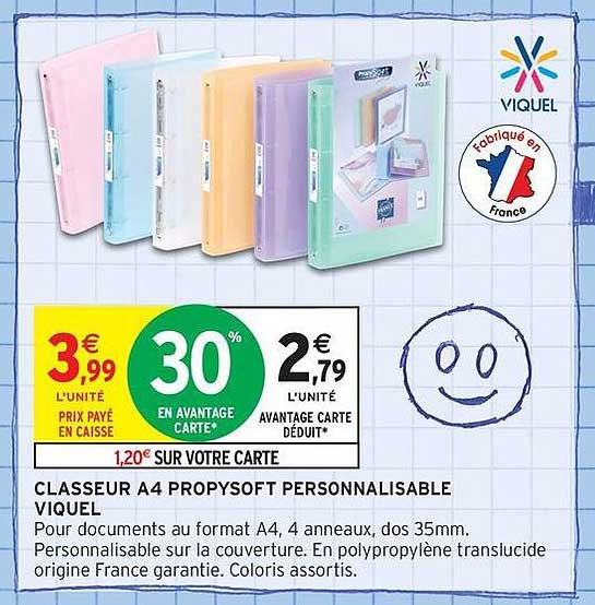 CLASSEUR A4 PROPYSOFT PERSONNALISABLE VIQUEL
