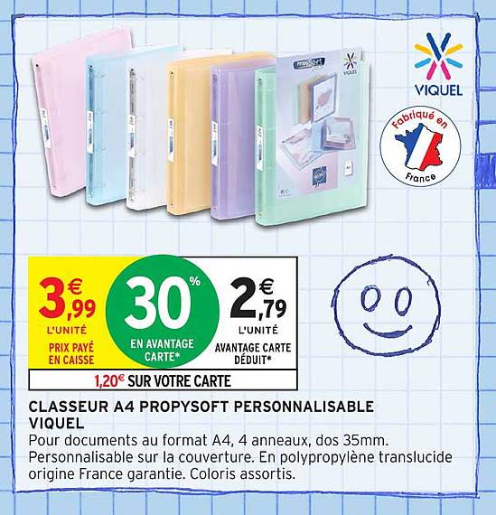 CLASSEUR A4 PROPYSOFT PERSONNALISABLE VIQUEL
