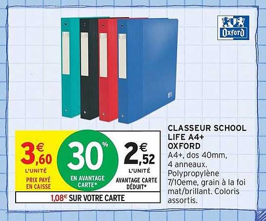 CLASSEUR SCHOOL LIFE A4+ OXFORD