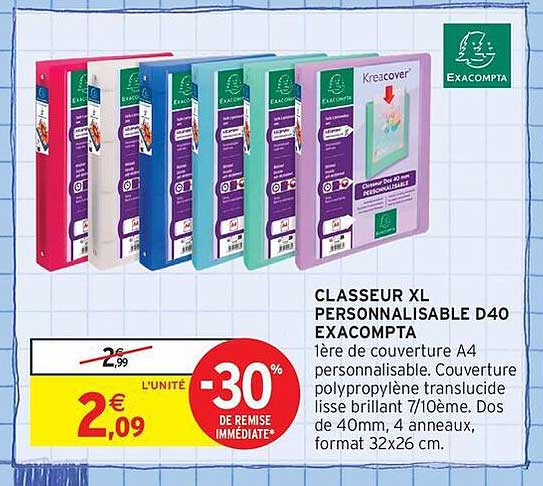 CLASSEUR XL PERSONNALISABLE D40 EXACOMPTA