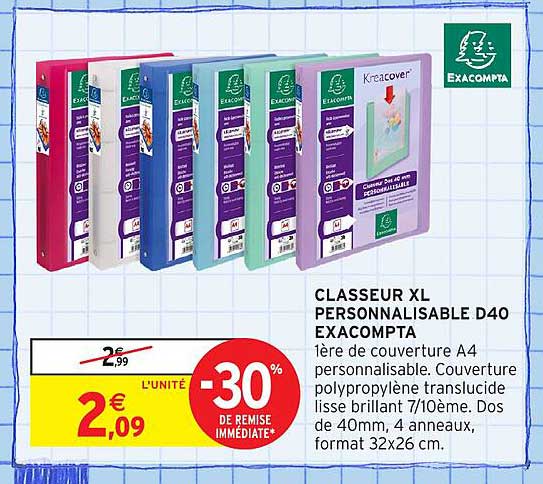 CLASSEUR XL PERSONNALISABLE D40 EXACOMPTA