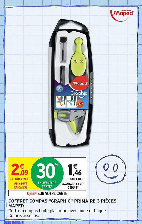 Coffret compas "GRAPHIC" primaire 3 pièces MAPED