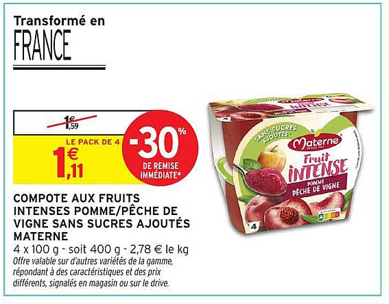 Compote aux Fruits Intenses Pomme/Pêche de Vigne sans sucres ajoutés Materne