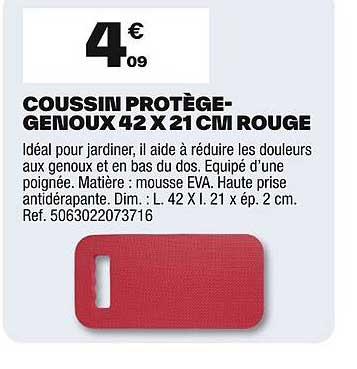 COUSSIN PROTÈGE-GENOUX 42 X 21 CM ROUGE