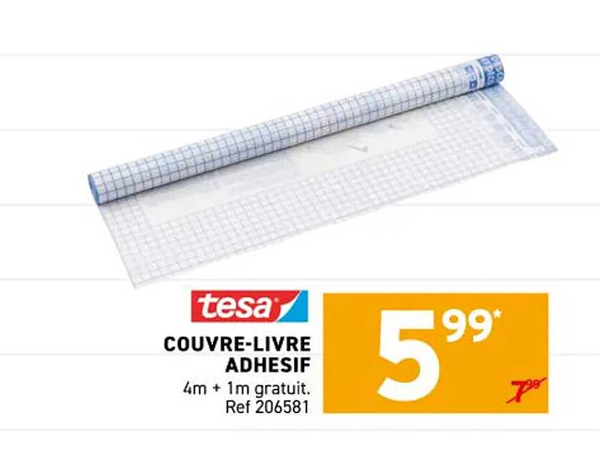 COUVRE-LIVRE ADHÉSIF 4m + 1m gratuit