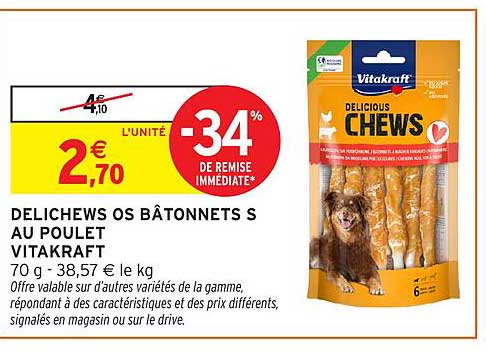 DELICHEWS OS BÂTONNETS S AU POULET VITAKRAFT