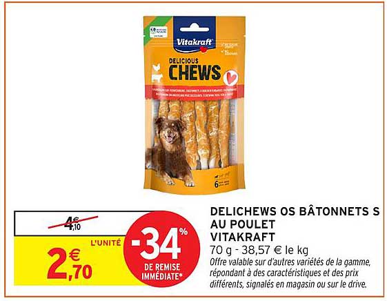 DELICHEWS OS BÂTONNETS S AU POULET VITAKRAFT