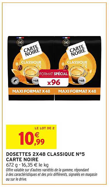 DOSETTES 2X48 CLASSIQUE N°5 CARTE NOIRE