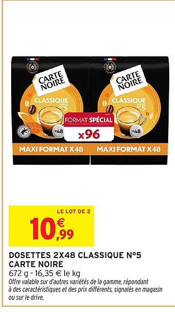 DOSSETTES 2X48 CLASSIQUE N°5 CARTE NOIRE