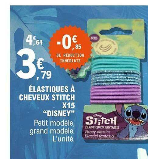 ÉLASTIQUES À CHEVEUX STITCH X15 "DISNEY"