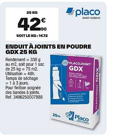 ENDUIT À JOINTS EN POUDRE GDX 25 KG