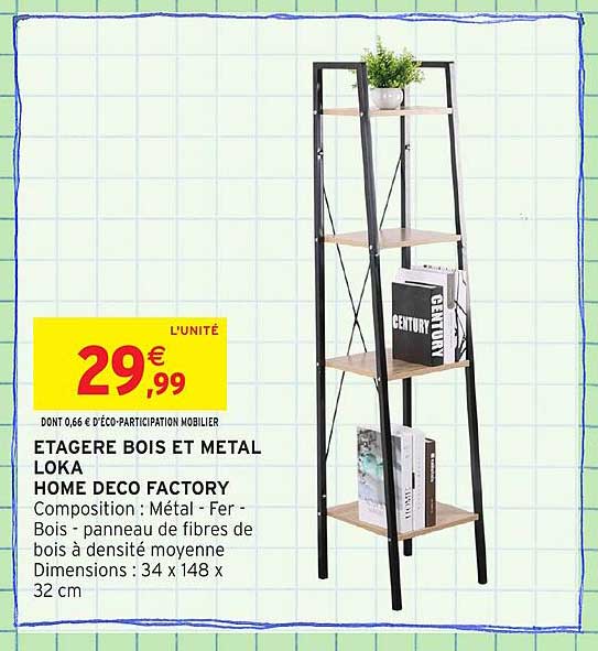 ETAGÈRE BOIS ET METAL LOKA