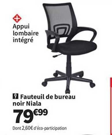 Fauteuil de bureau noir Niala