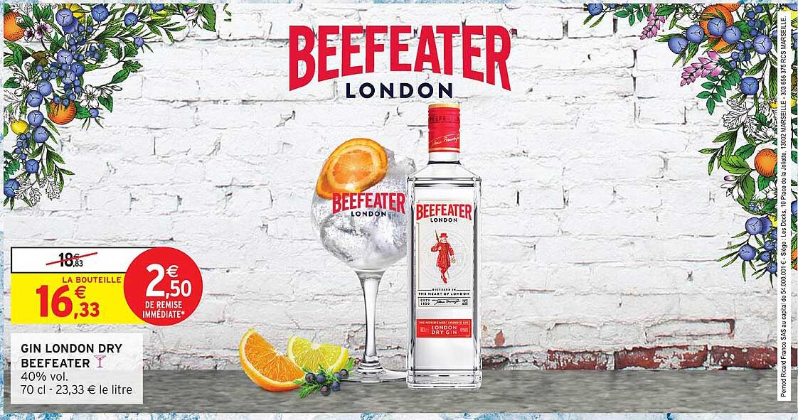 GIN LONDON DRY BEEFEATER 40% VOL