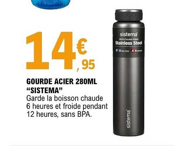 GOURDE ACIER 280ML “SISTEMA”