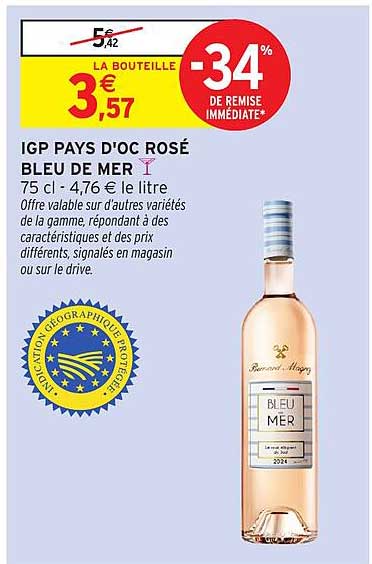 IGP PAYS D'OC ROSÉ BLEU DE MER