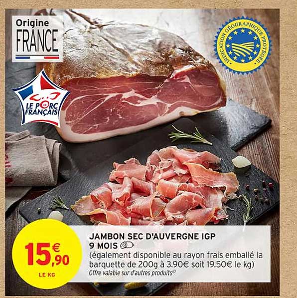 JAMBON SEC D'AUVERGNE IGP 9 MOIS