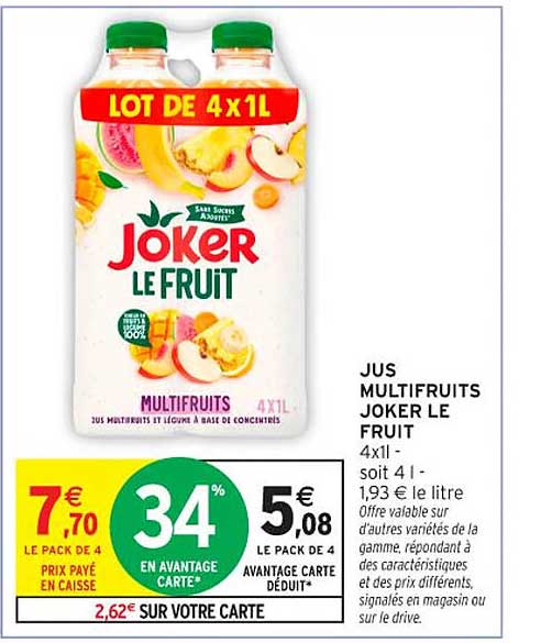 JUS MULTIFRUIT JOKER LE FRUIT 4x1L