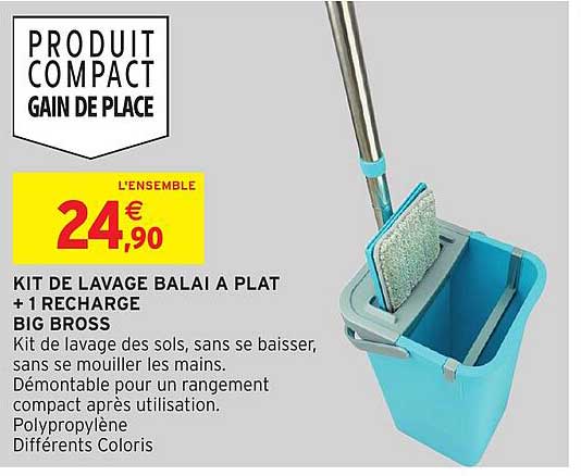 KIT DE LAVAGE BALAI A PLAT + 1 RECHARGE BIG BROSS