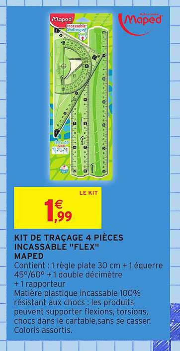 KIT DE TRAÇAGE 4 PIÈCES INCASSABLE "FLEX" MAPED