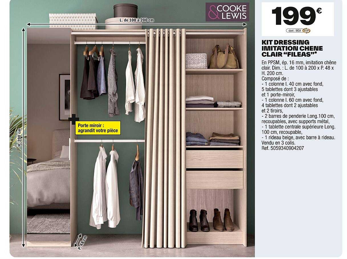 KIT DRESSING IMITATION CHÊNE CLAIR "FILEAS"