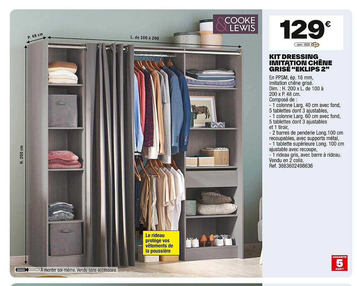 KIT DRESSING IMITATION CHÊNE GRIS "EKLIPS 2"
