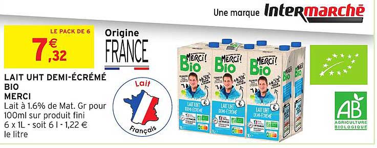 LAIT UHT DEMI-ÉCRÉMÉ BIO MERCI