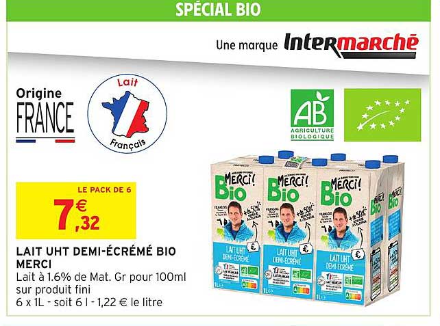 LAIT UHT DEMI-ÉCRÉMÉ BIO MERCI