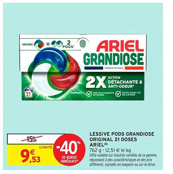LESSIVE PODS GRANDIOSE ORIGINAL 21 DOSES ARIEL