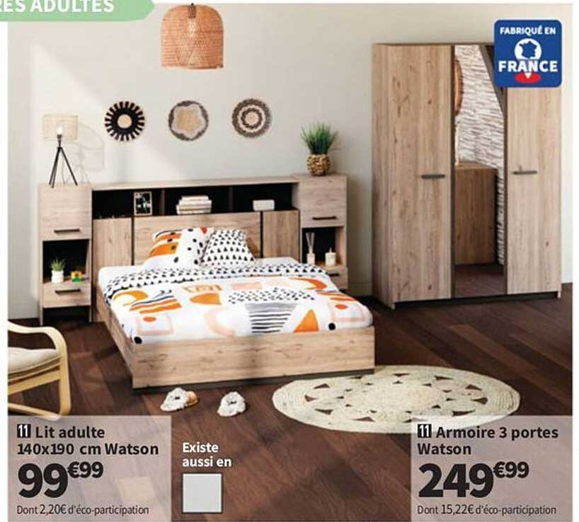 Lit adulte 140x190 cm Watson